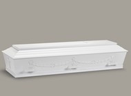 Begravelseskiste med guirlande, polstret - Kr. 6.800,-